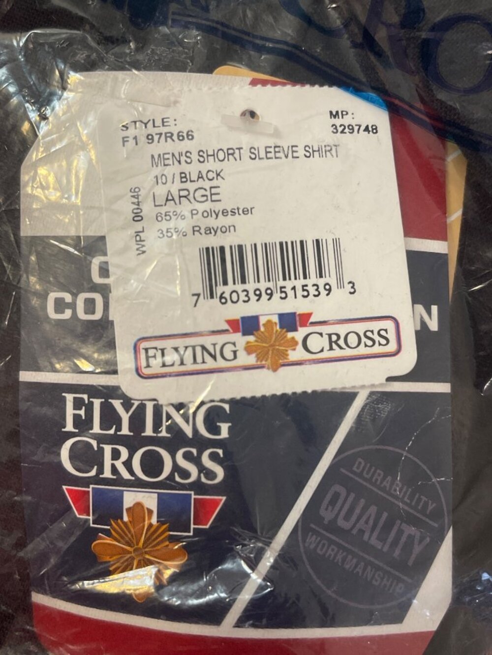 NWT Flying Cross Deluxe Tropical SS Shirt Mens Large Black 97R66 - Picture 4 of 5